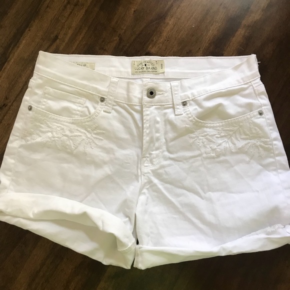 Lucky Brand White Denim Embroidered Shorts - Picture 1 of 5